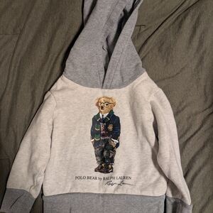 Ralph Lauren Kids Gray Hoodie with Polo Bear 2T